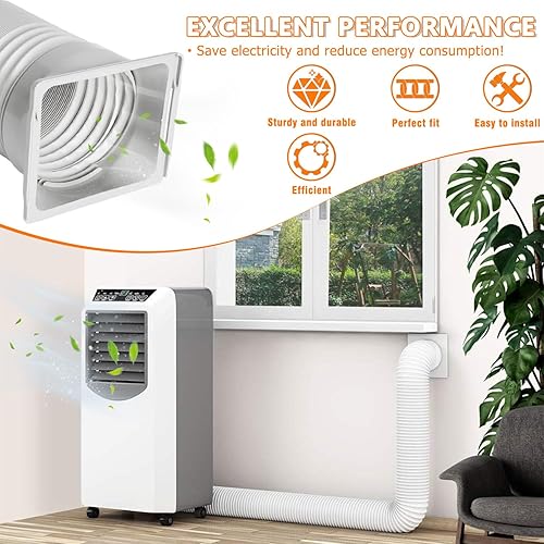 Miniatura 7 de HAUREW Acoplador de manguera de escape cuadrado para aire acondicionado portátil de 5.9 pulgadas, adaptador de ventana cuadrada a redonda, conector