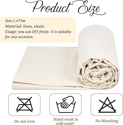 Miniatura 2 de Tela de muselina de algodón de 63 pulgadas x 5.45 yardas, tela de algodón ligera sin blanquear, paño de muselina natural por yarda para respaldar