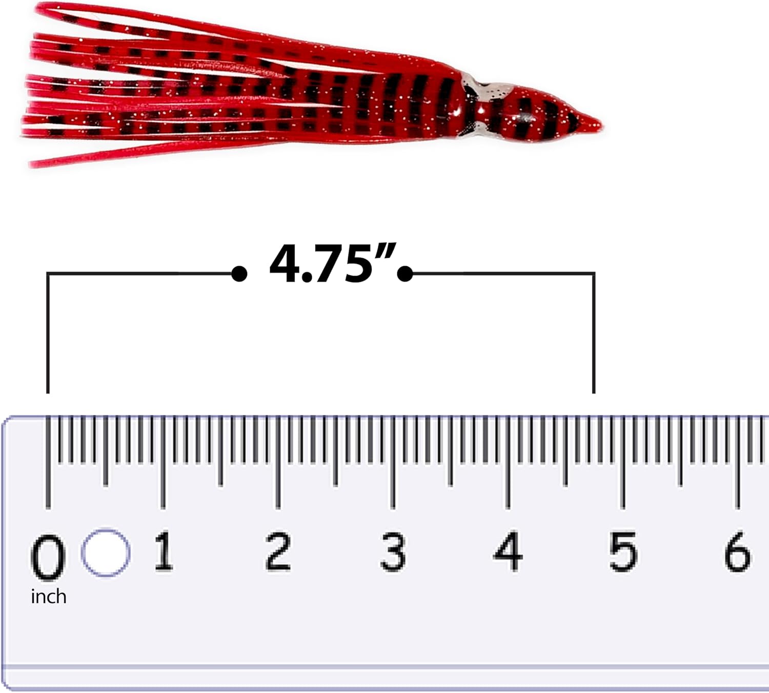 4.75" Trolling Squid Skirts, 40 Pcs Dark Red Tiger for Deep Sea & Inshore Fishing, Ideal for Rigging Lures for Tuna, Mahi & Salmon