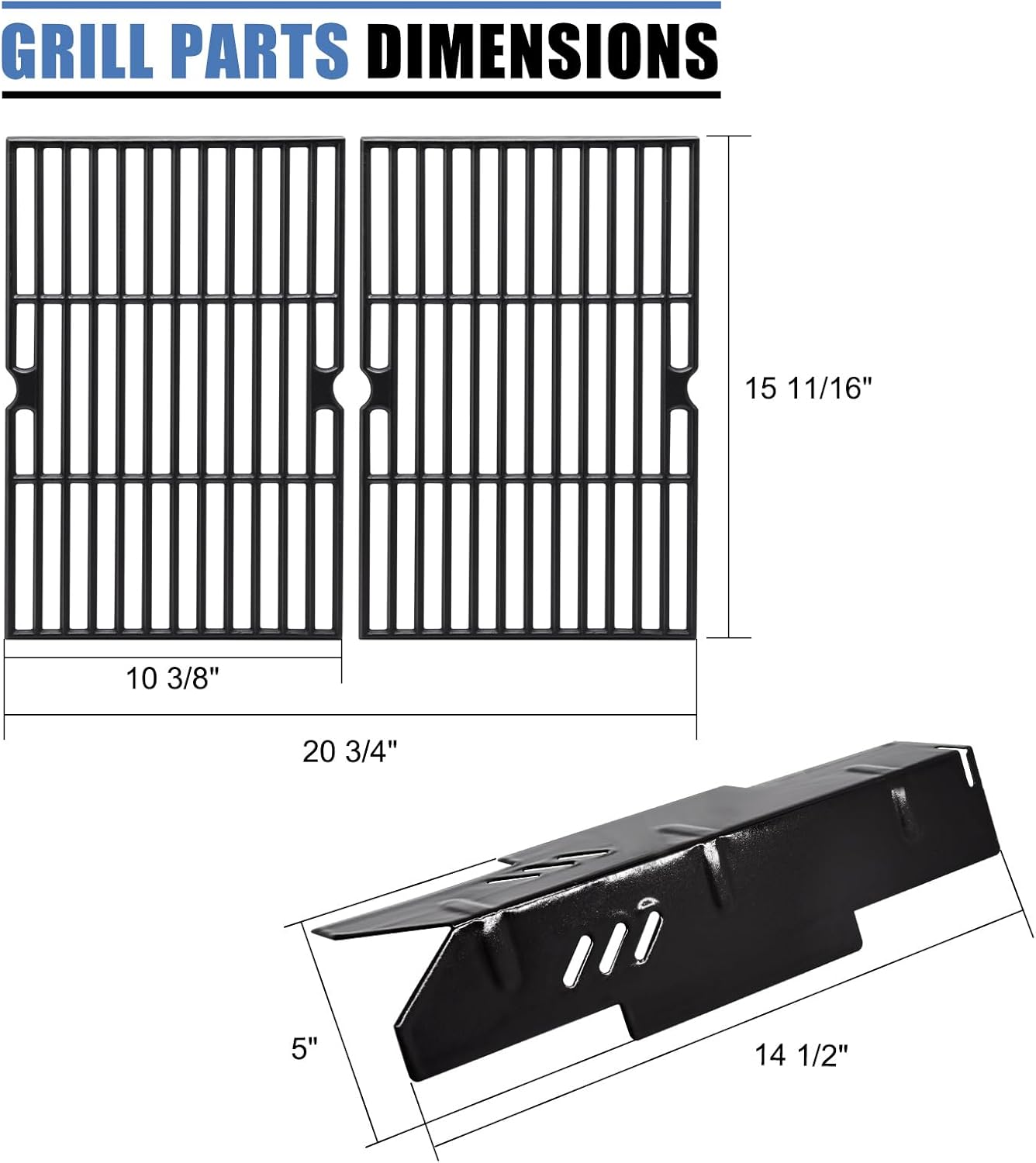 Adviace Grill Replacement Parts for Dyna Glo DGF350CSP DGF350CSP-D 2 Burner Grill Models, Replacement for Dyna Glo Heat Tent DGF350CSP, Replacement for Dyna-Glo DGF350CSP Grates
