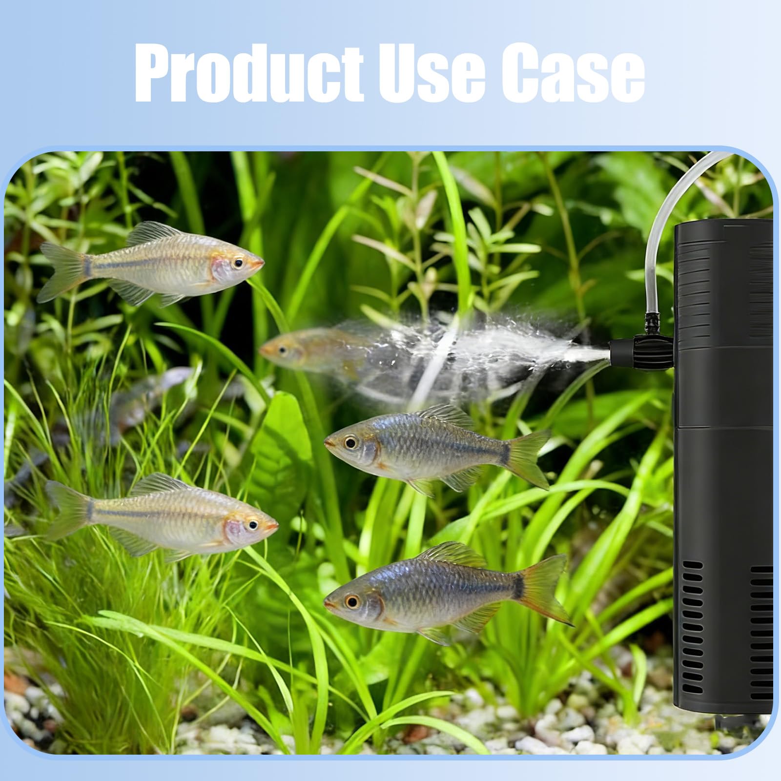 Filtre Intérieur pour Aquarium de 20L à 40L, Pompes et Filtres Professionnels pour Aquariums d’Eau Douce et d’Eau Salée, 3 en 1 avec Système de Double Filtration, Installation Facile et Silencieuse