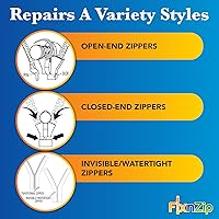 Vista 4 de FixNZip Paquete de reparación de cremallera de níquel negro pequeño, mediano y grande Reemplazo universal sin costuras deslizante para todas