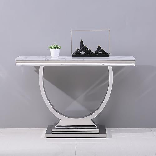 Miniatura 40 de SSLine Mesa de Centro Rectangular de Mármol Sintético para Sala de Estar, Mesa Central Moderna de Mármol Blanco de Lujo con Base de Diamante Mesa de