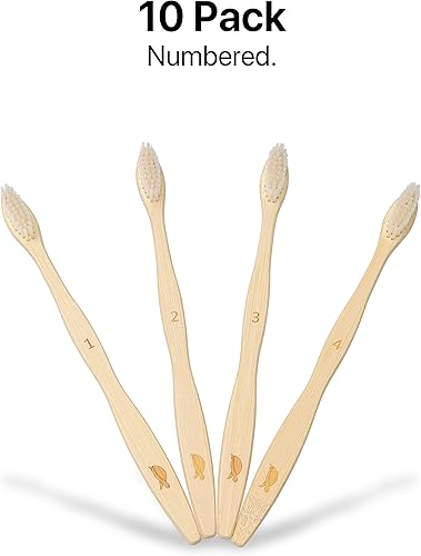 Miniatura 5 de SeaTurtle Cerdas a base de plantas, cepillos de dientes de bambú, cepillo de dientes natural suave para adultos, paquete de 4