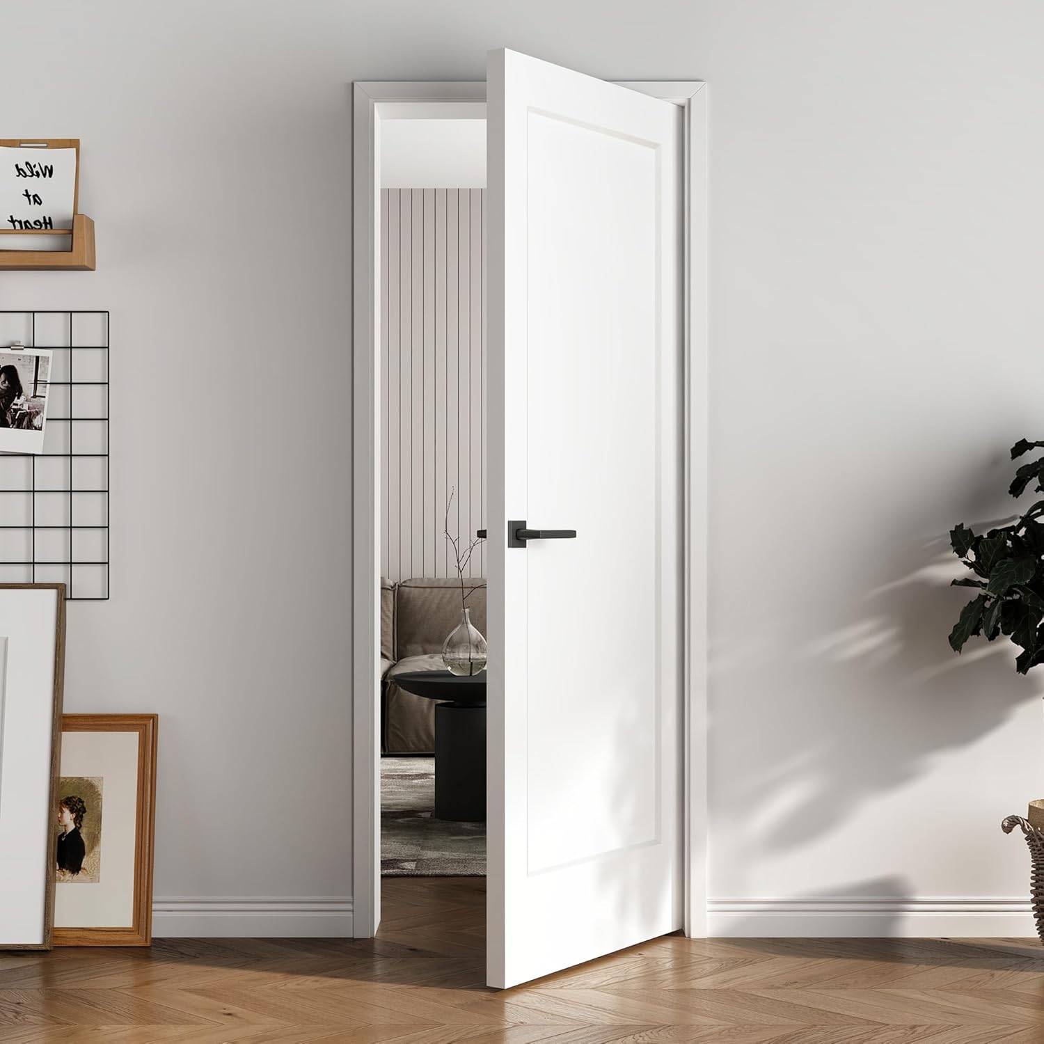 BARNSMITH 30x80 1-Panel Prefinished Laminate White Hollow Core Door Slab, Shaker Style, for Pocket, Swing, Sliding Door, Durable and Lightweight