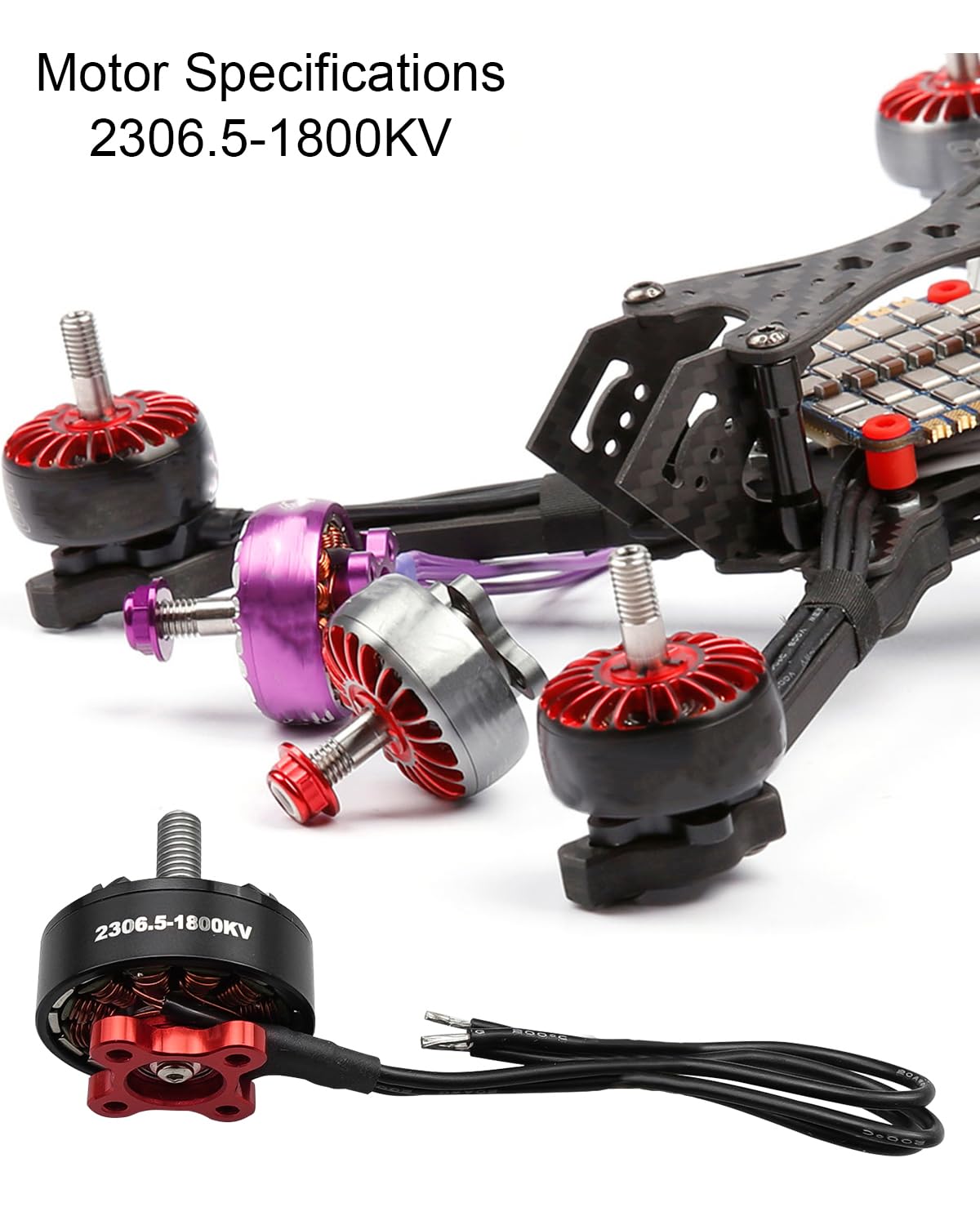 FPV Drone Motor 2306.5 1800KV 6S Brushless Motor Fit for FPV Racing Drone QAV Quadcopter, 4 Pz
