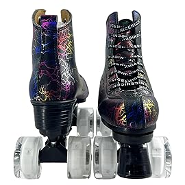 Ugboiu Roller Skates for Men and Women, Black Derby Roller Skates with 4 Shiny Wheel, Classic Double-Row Roller Skates for Indoor and Outdoor