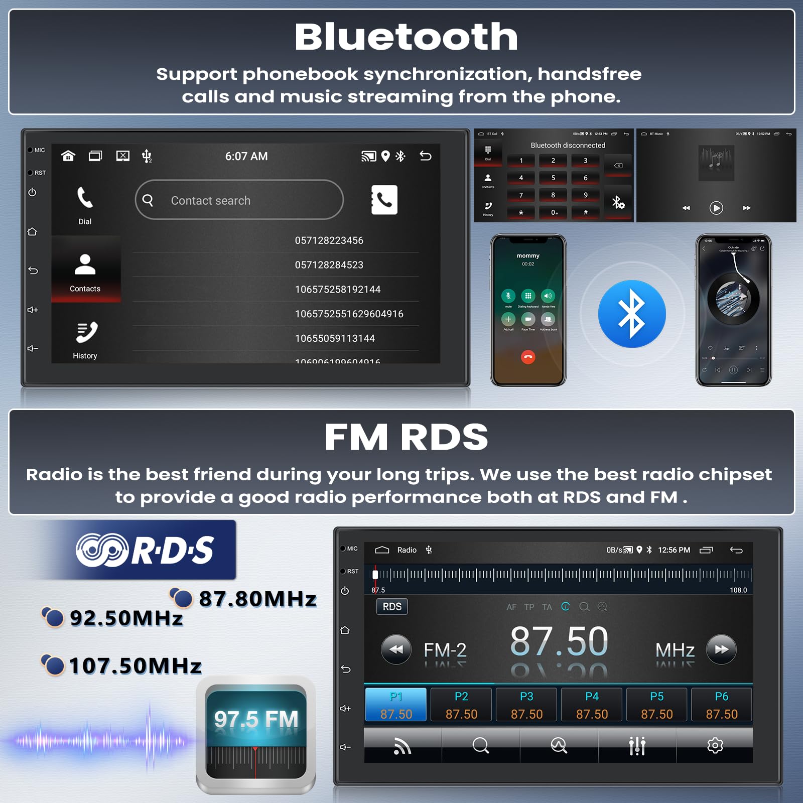 OiLiehu 2G+64G Android 13 Doppel Din Radio Carplay  Produktbild-Vorschau 10
