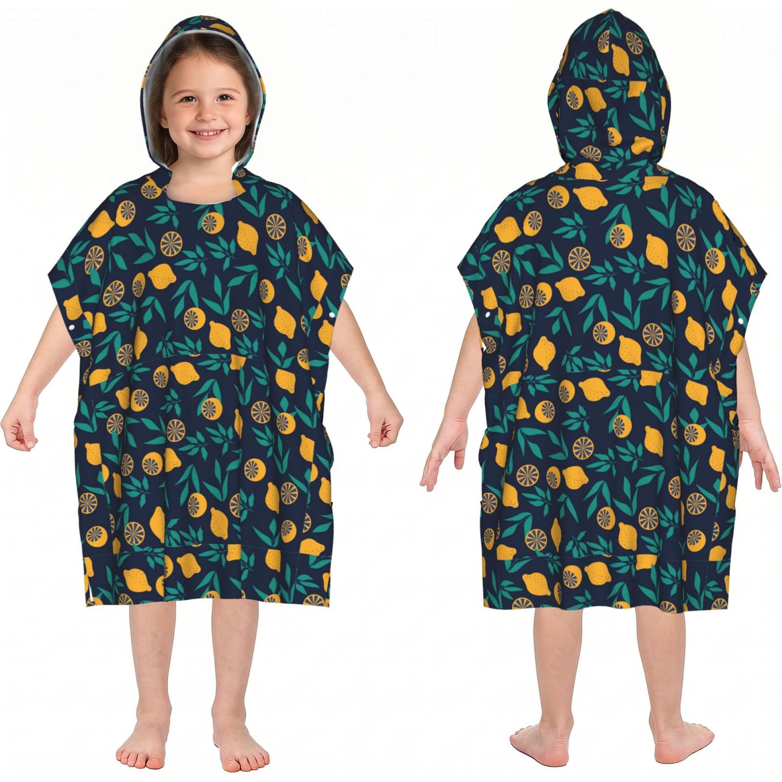 Noble Ren Summer Atmosphere Lemon Silhouette Hooded Kids Beach Towels Girls Boys Swimming Coverings Towels Bath Towels, Bathrobes, And Ponchos Absorb Water Quickly And Dry Well