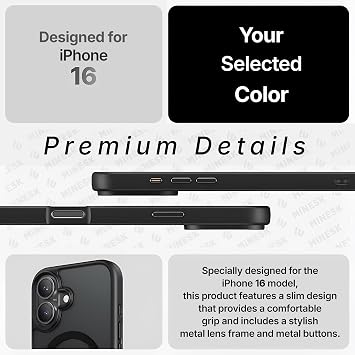 Compatible Fusion Mat Series with Magsafe for Minesk iPhone 16 Quality Original Version Case Metal Keypad and Ultra Strong Real Magnets Stylish Design Case (Black, 16)