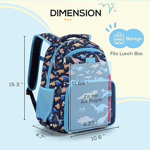 Miniatura 7 de mommore Mochila para niños con múltiples compartimentos, Dinosaurio, Mediana, Mochilas de viaje