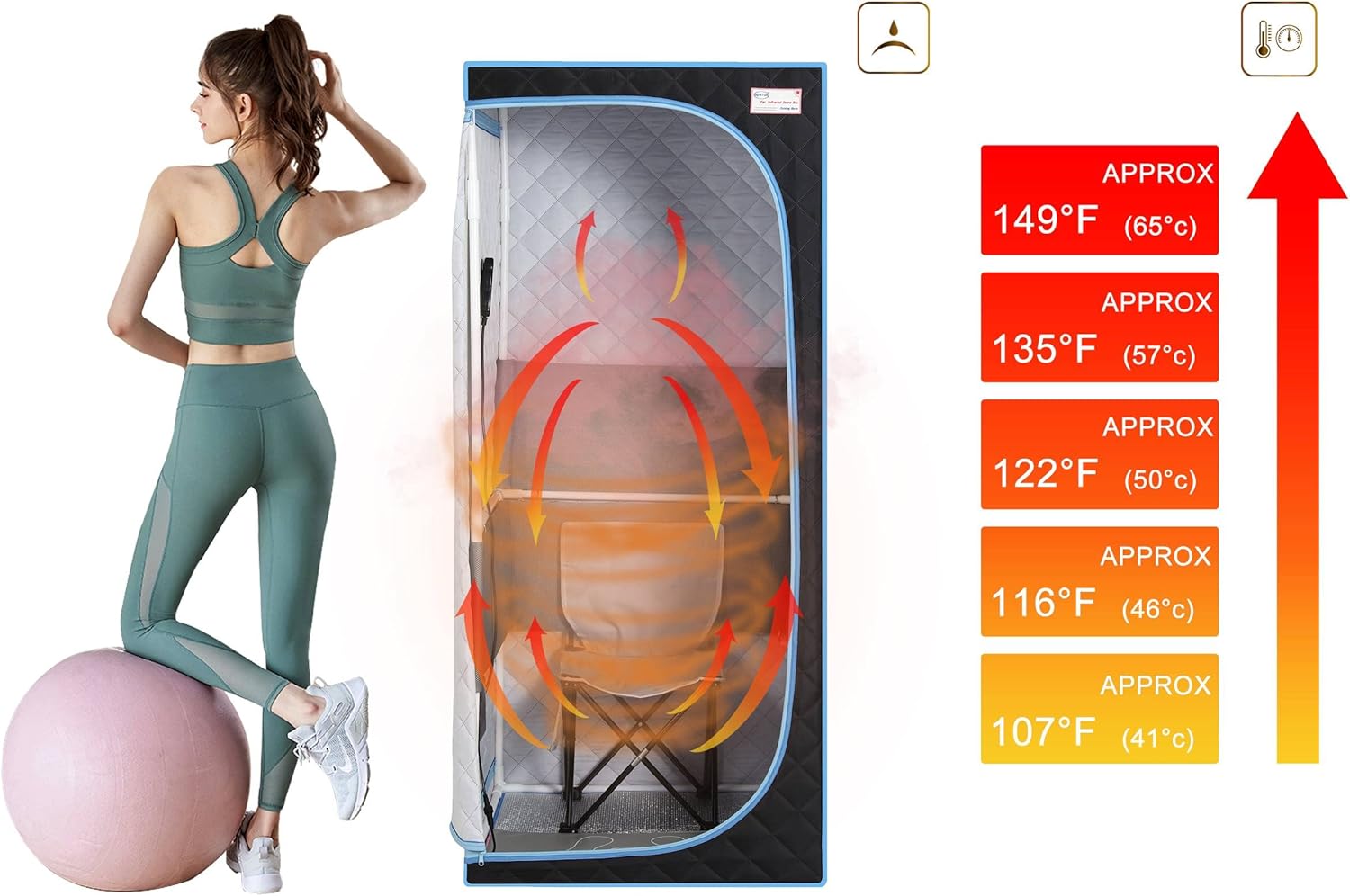 Buy SALUSHEAT Full Size Infrared Sauna, One Person Home Sauna Spa