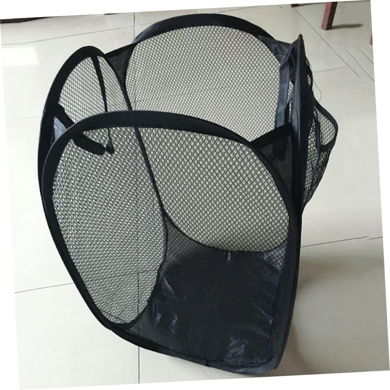 2pcs Pop-up Laundry Hamper Bins Baskets for Shelves Easy Open Mesh Laundry Basket Wheels Black Room Decor College Dorm