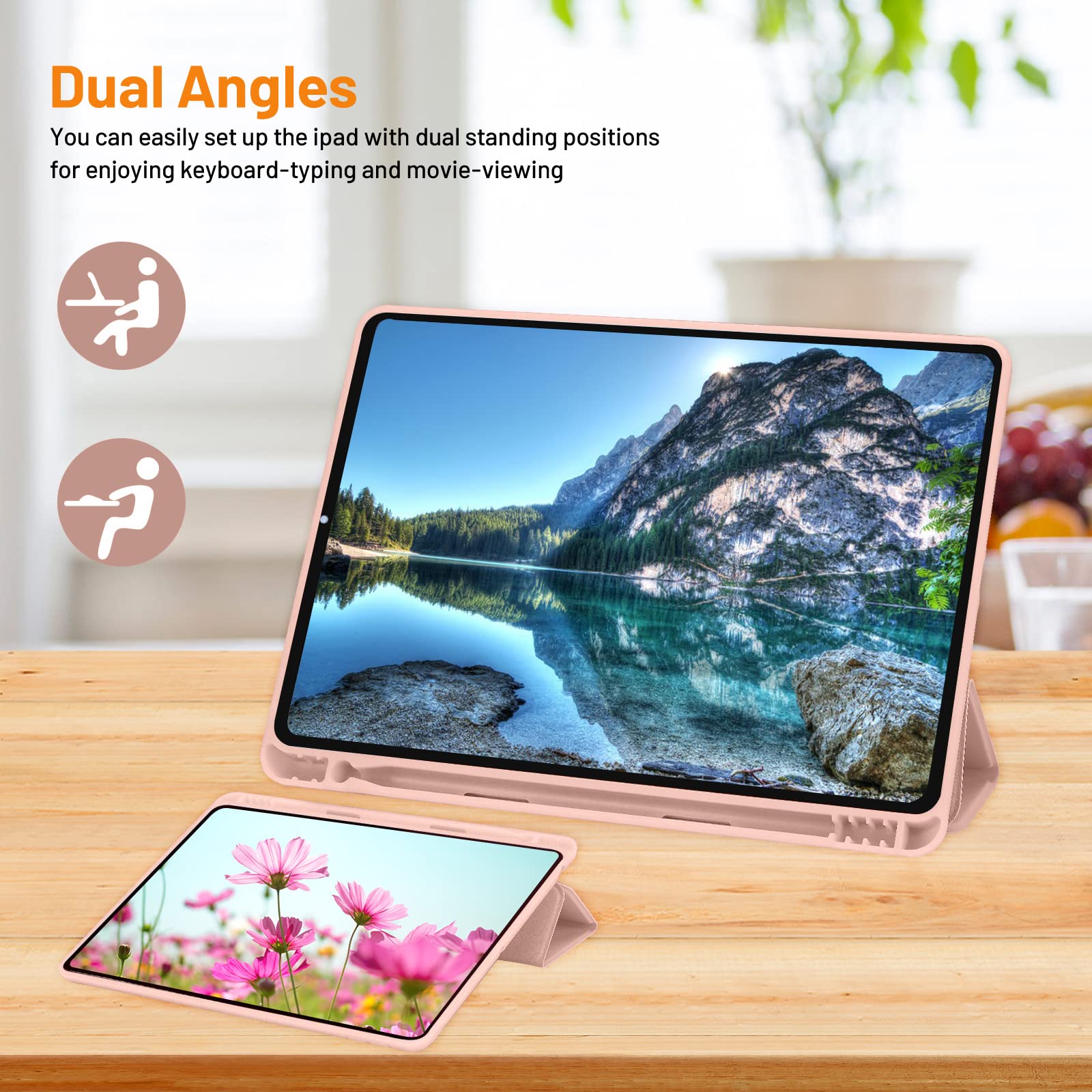 IPad Hülle 10,2 Zoll Transparent – Mit Stifthalter & 6-in-1-Ständer, Kompatibel Mit Mehreren Generationen
