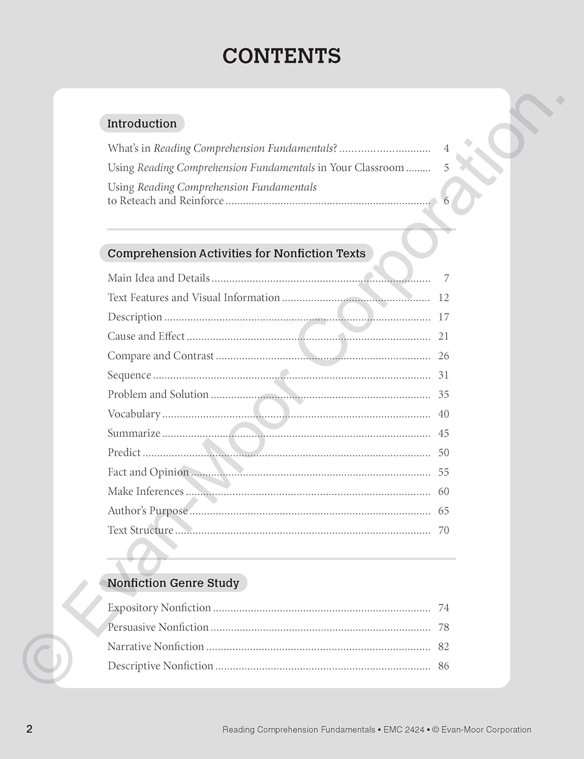 Evan-Moor Reading Comprehension Fundamentals, Grade 4 Teacher's Edition - Supplemental Teaching Resource for Reading