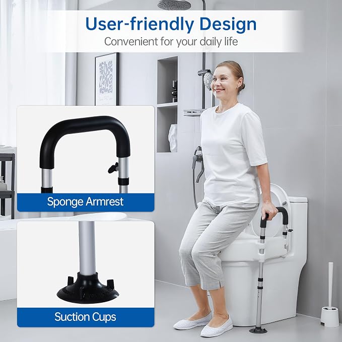 Asiento elevado para inodoro con manijas ajustable miniatura 4