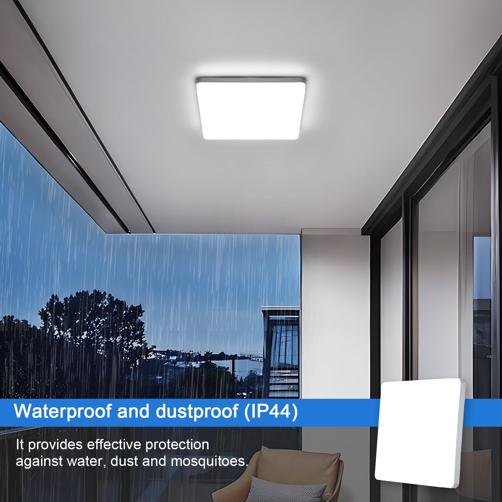 Riserva Plafon LED Techo Moderna 48W, IP44 Lámpara de Techo Cuadrada para Oficina, Baño, Pasillo, Dormitorio, Cocina, Sala de Estar, 6500K Blanco Frío, 2 Piezas | Lámpara de Techo para Oficina, Baño, Pasillo, Dormitorio, Cocina, Sala de Estar