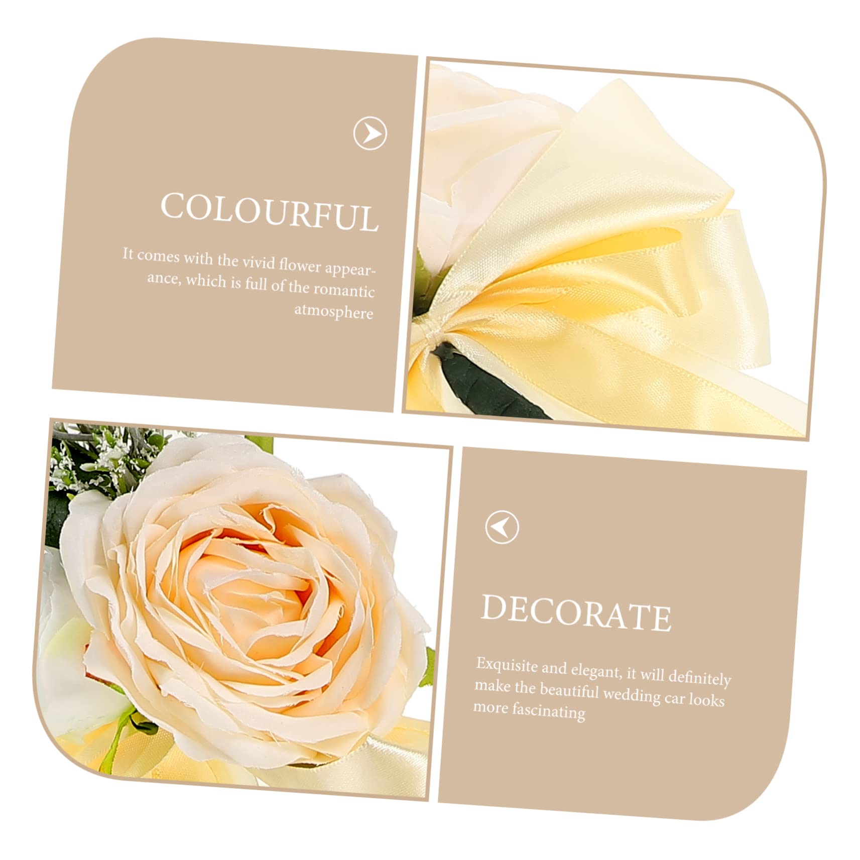 STOBAZA 6stücke Teiliges Hochzeitsauto Dekorationsset Mit Künstlichen Rosen Für Rückspiegel Und Türgriffe Stilvolle Blumenarrangements Für Braut Und Hochzeitsfeier Langlebige Und