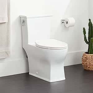 Signature Hardware 462425 Carraway 1.28 GPF One Piece Elongated Chair Height Toilet with Left Hand Lever - Seat Included - White