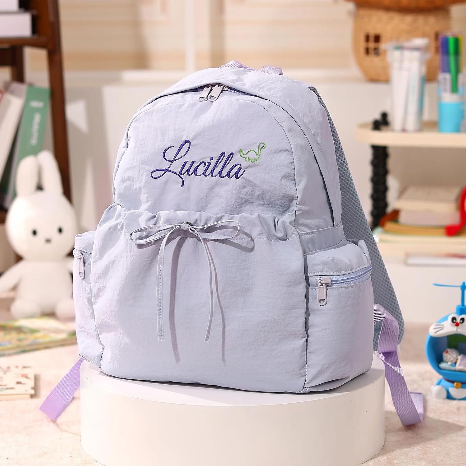 Custom Kids Backpack Cute Toddler Backpack with Bow Personalized Preppy School Bookbag Girls Dance Gift for Child, Pink, Large