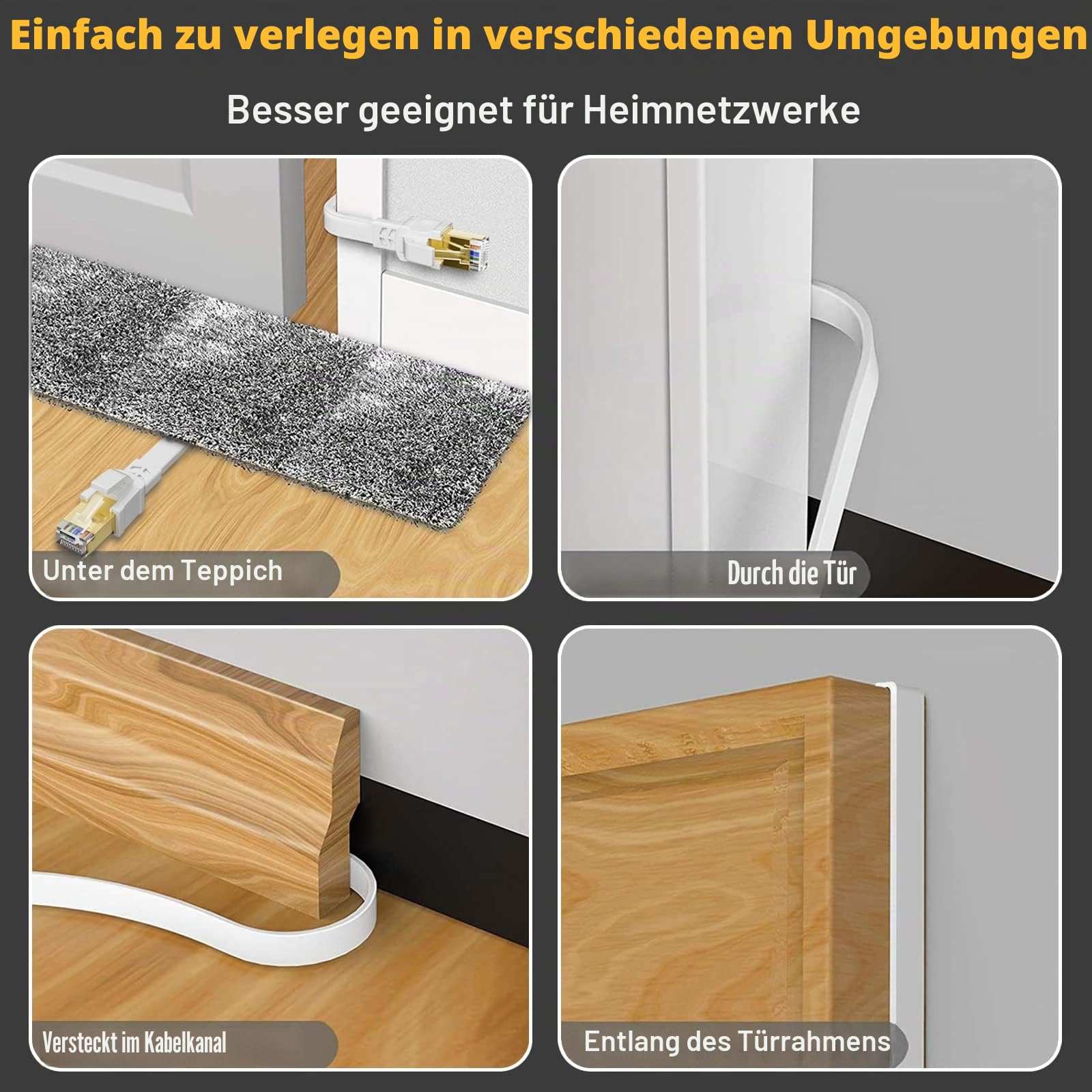 LAN Kabel 25m, Cat 8 Netzwerkkabel 25 Meter Weiß Flach, Ethernet Geschirmt | Internetkabel Hochgeschwindigkeits 40Gbps 2000MHz, Wlan Kabel 25m RJ45 Gigabit Patchkabel für Modem Router Switch