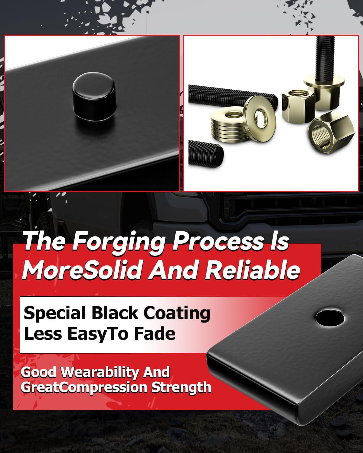 PROEZE 1" Leveling Lift Block Kit for 1999-2023 Silverado Sierra 1500 2WD 4WD, 1 inch Rear Black Leveling Lift Block Kit Extended Square U-Bolts