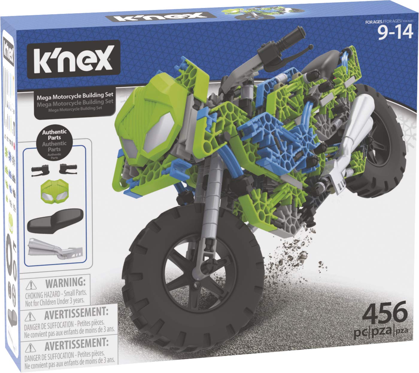 K'Nex Mega Racing Motorcycle. Construction Game. 456 Pieces. from 9 Years Old. (Ref. 41327), Assorted, piezas