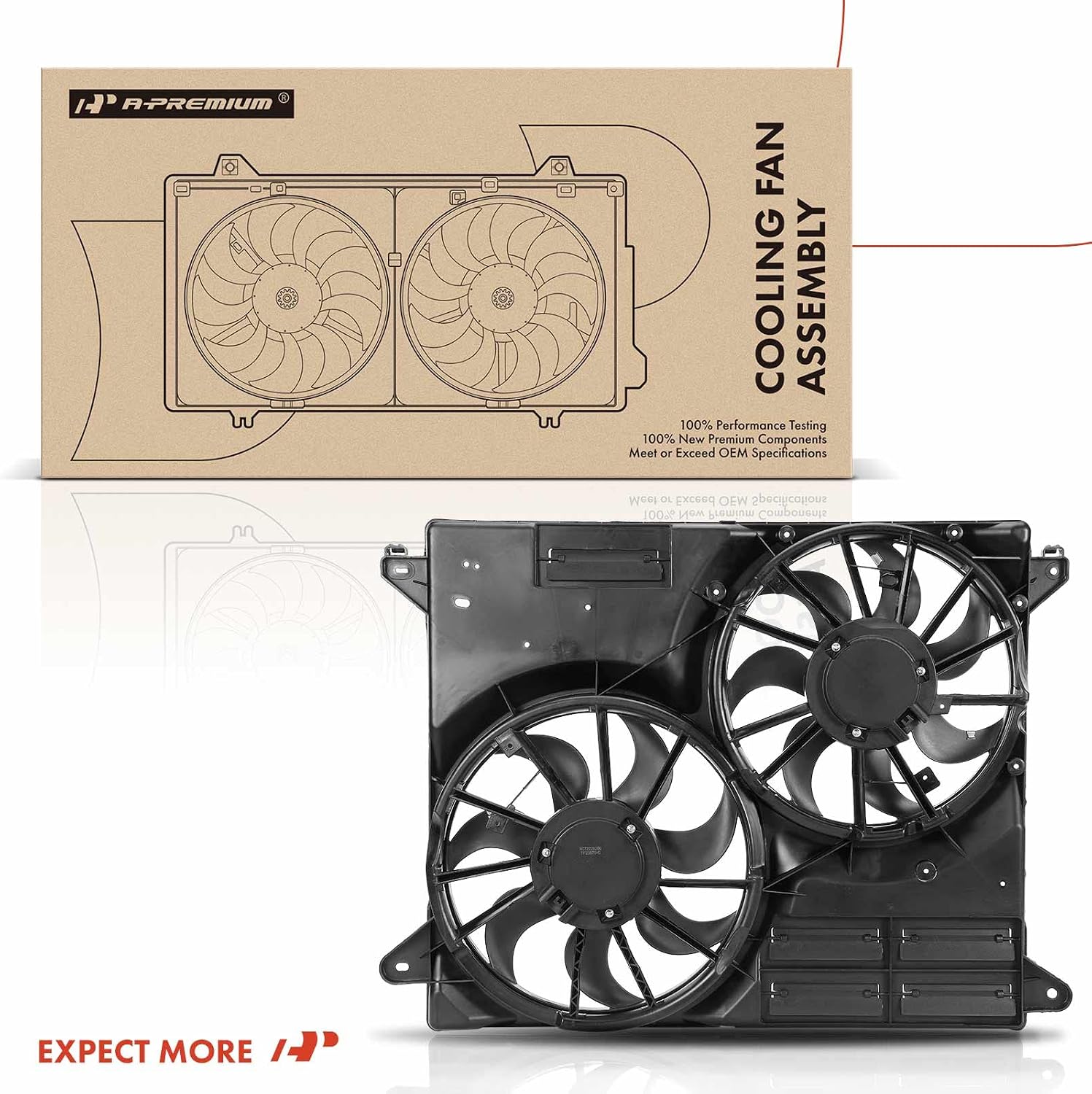 A-Premium Engine Radiator Cooling Fan Assembly Compatible with Select Ford & Lincoln Models - Edge 2015-2020, MKX 2016-2018, Nautilus 2019-2020 - Replace# F2G38C607CG, F2GZ8C607E