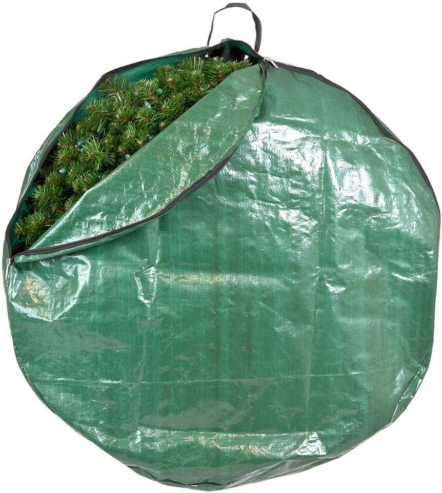 [30 Inch Wreath Storage Container] - For Christmas Wreath up to 30 Inches in Diameter | Bag Hooks Directly to Your Wire Wreath Frames to Prevent Sagging and Deformed Wreaths | Santa's Bags