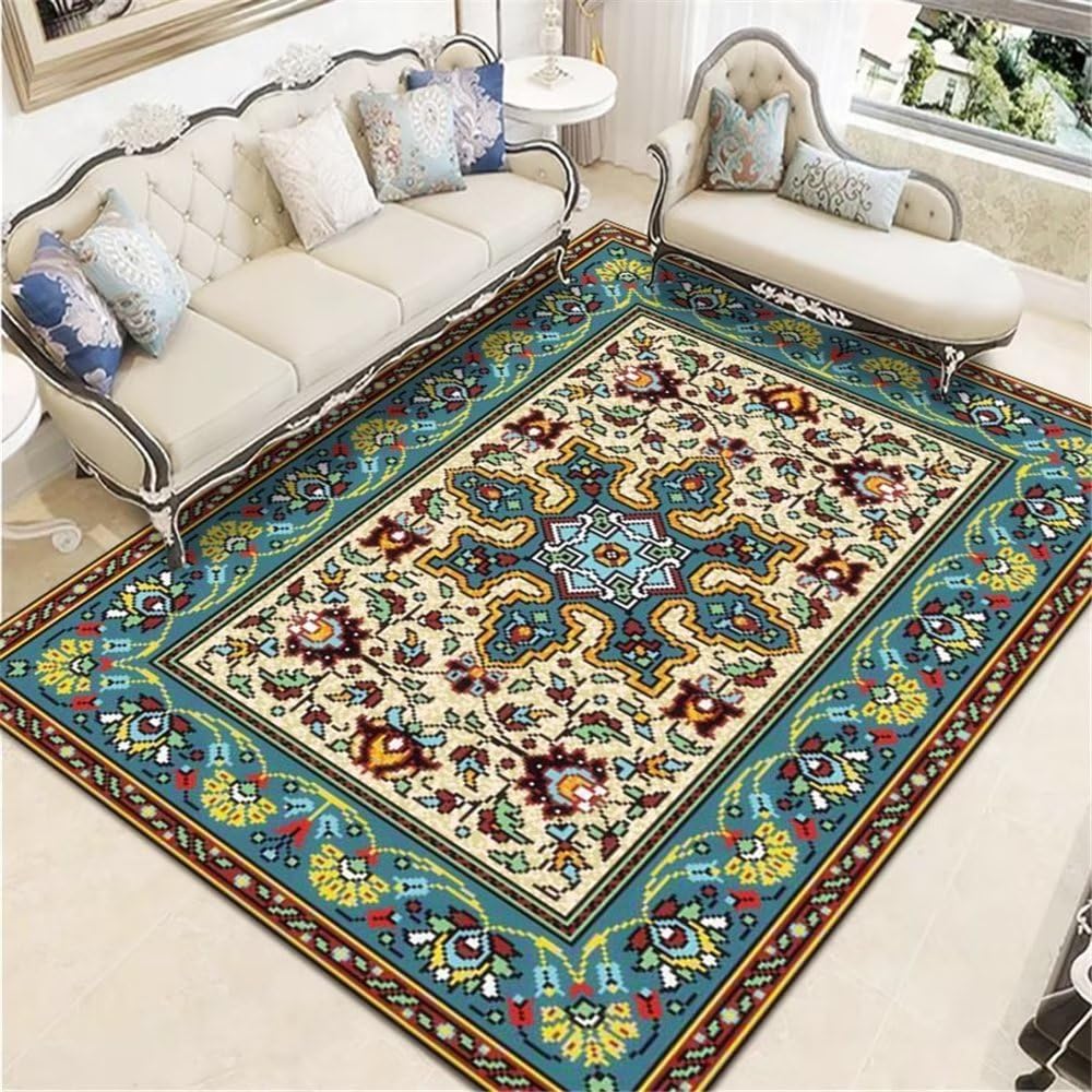 Tapis décoration plantes vertes 120x160 pour créer un coin bureau zen