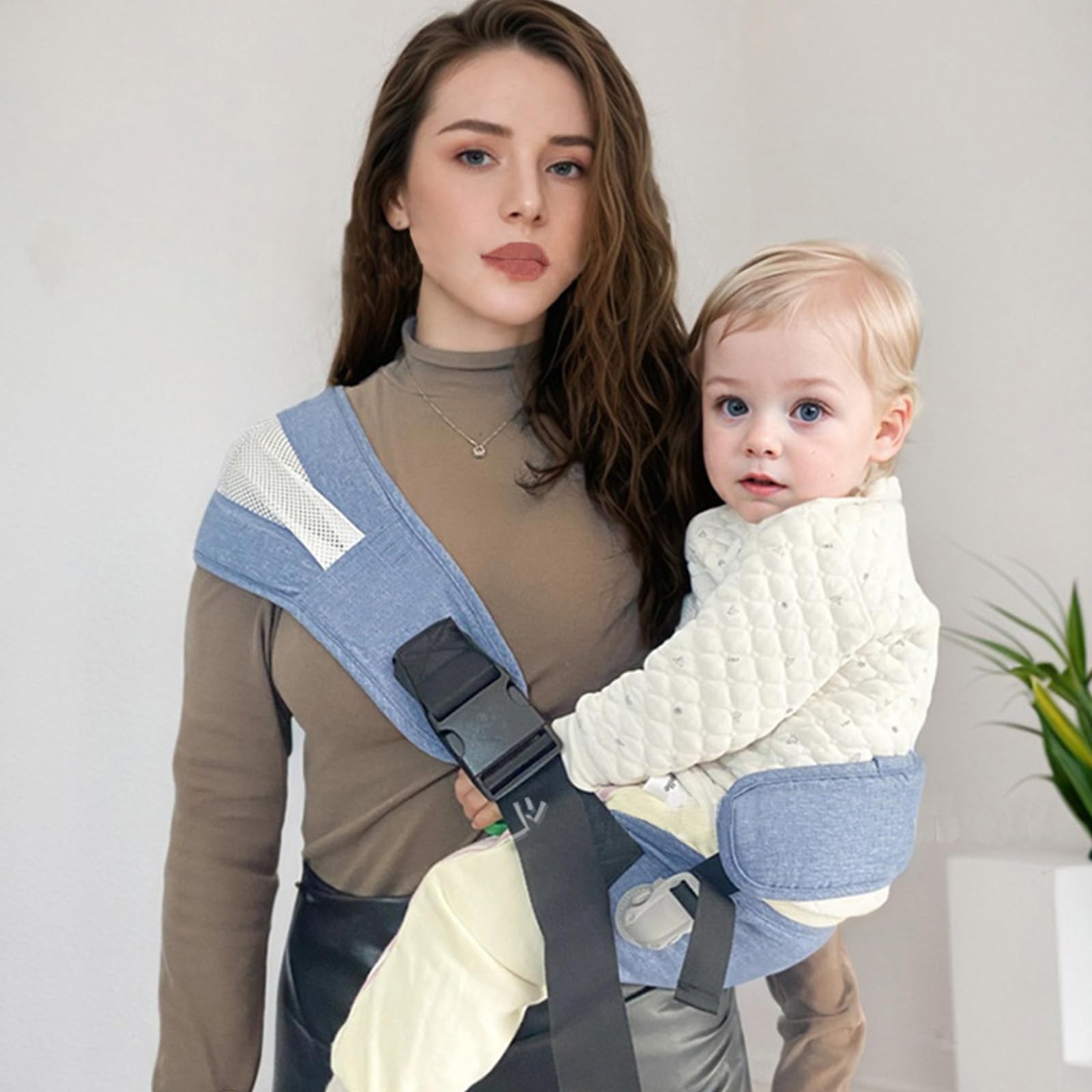 Ajustable Portabebes Lateral Capacidad de Carga 25 KG Fular Portabebe Azul Baby Carrier Transpirable Ergonómico Apto para Recién Nacidos de 3 a 36 Meses | Mochila portabebés para bebés y niños pequeños hasta 3 – 36 meses