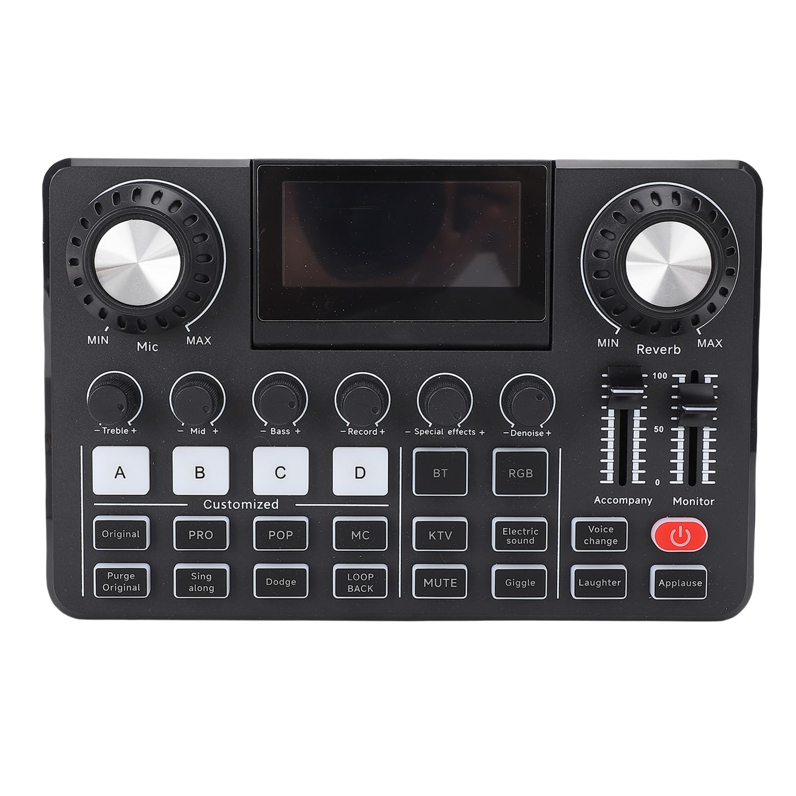 Scheda audio live, scheda mixer audio professionale con cambio voce, schermo LED regolabile, riverbero e luci RGB, mixer audio per streaming e podcasting