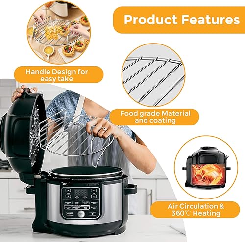 Miniatura 5 de Cesta para freidora de aire para Ninja Foodi FD302 FD401 OS101 OS301 FD305CO OS401, repuesto de 9.2 x 9.2 pulgadas, accesorios para freidora de aire