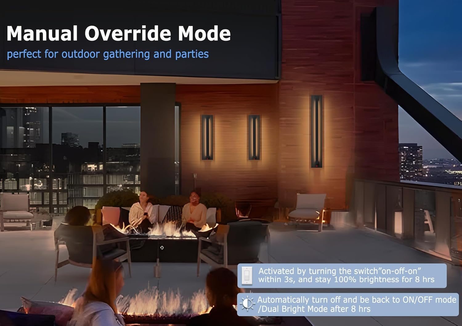 31.5 inch Motion Sensor Long Outdoor Wall Sconce, Black Linear Led Exterior Wall Lights, Front Porch Light Fixture Wall Mount for House, Yard