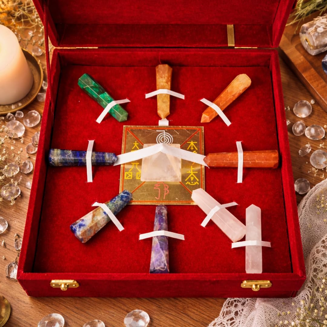 Crystu 7 Chakra Crystal Grid Box for Goal Achievement – Clear