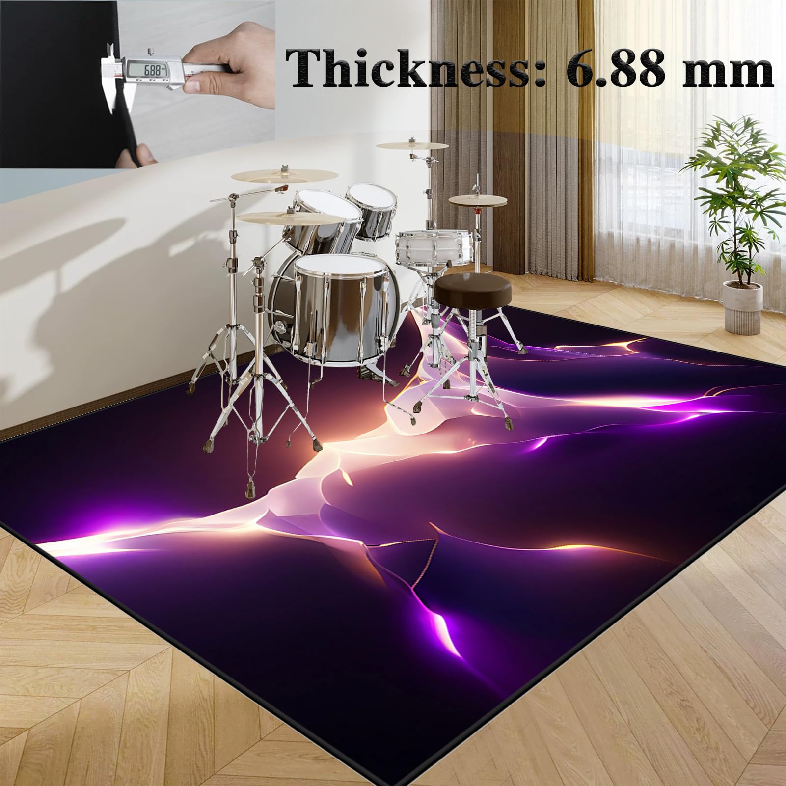 Tappetino per Batteria Acustica, Tappeti per Tamburi Elettronico, Drum Tappeto Insonorizzato per Batterie Elettroniche 200 x 170 cm