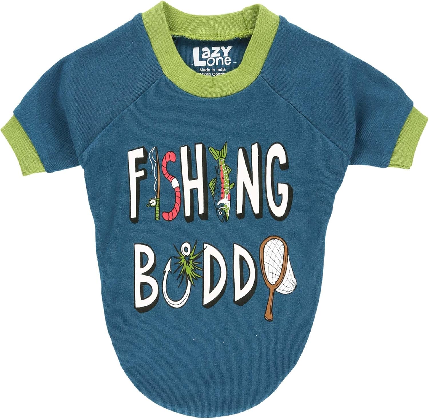 LazyOne Dog Shirts, Comfy Cotton Shirt for All Dog Sizes, Dog Apparel & Accessories (Fishing Buddy, XS)