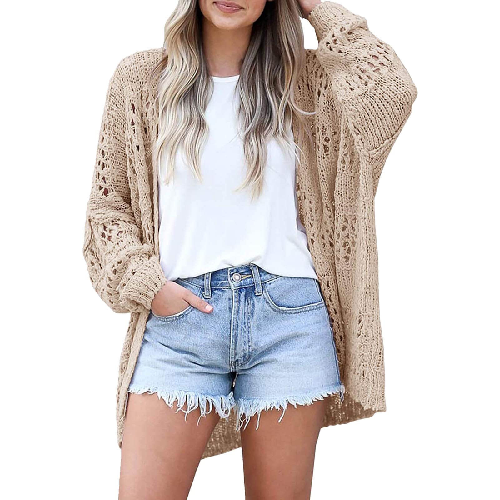 ADMAY Cálido y cómodo invierno 2023 Y20K Cárdigan de mujer casual de manga larga de punto abierto frente a la , suelto, elegante, cálido, de gran tamaño, nuevo suéter Botones dorados para chaqueta