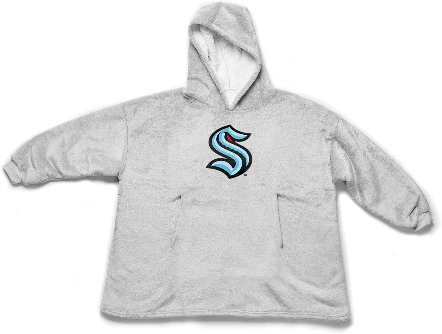 Northwest NHL Hoodler Oversized Sherpa Pullover, Embroidered Logo,Plush Wearable Blanket Sweatshirt, Soft Fleece