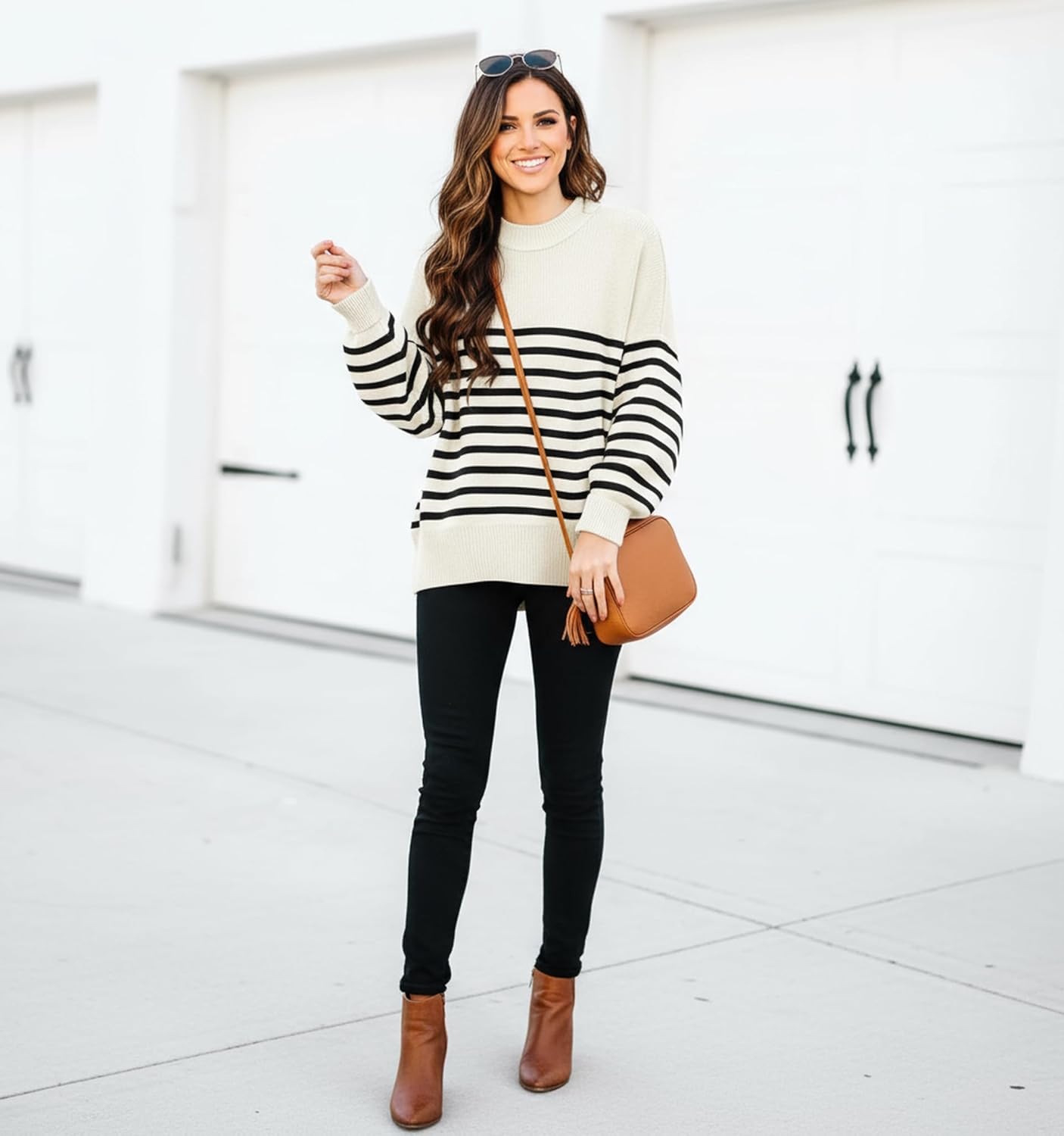 ETCYY Womens Oversized Sweaters Fall 2026 Fashion Clothes Trendy Batwing Sleeve Colorblock Striped Knit Pullover Tops - Image 4