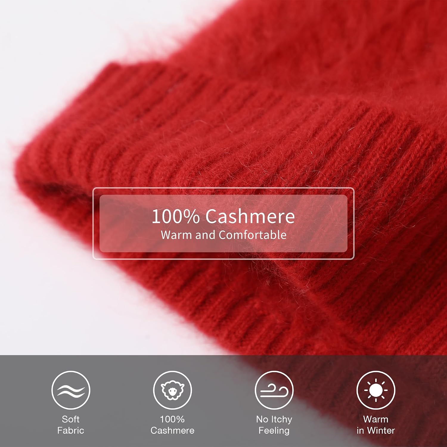 EURKEA 100% Pure Brushed Cashmere Winter Beanie Skullies Cap for Women, Soft Warm Lightweight Beanie