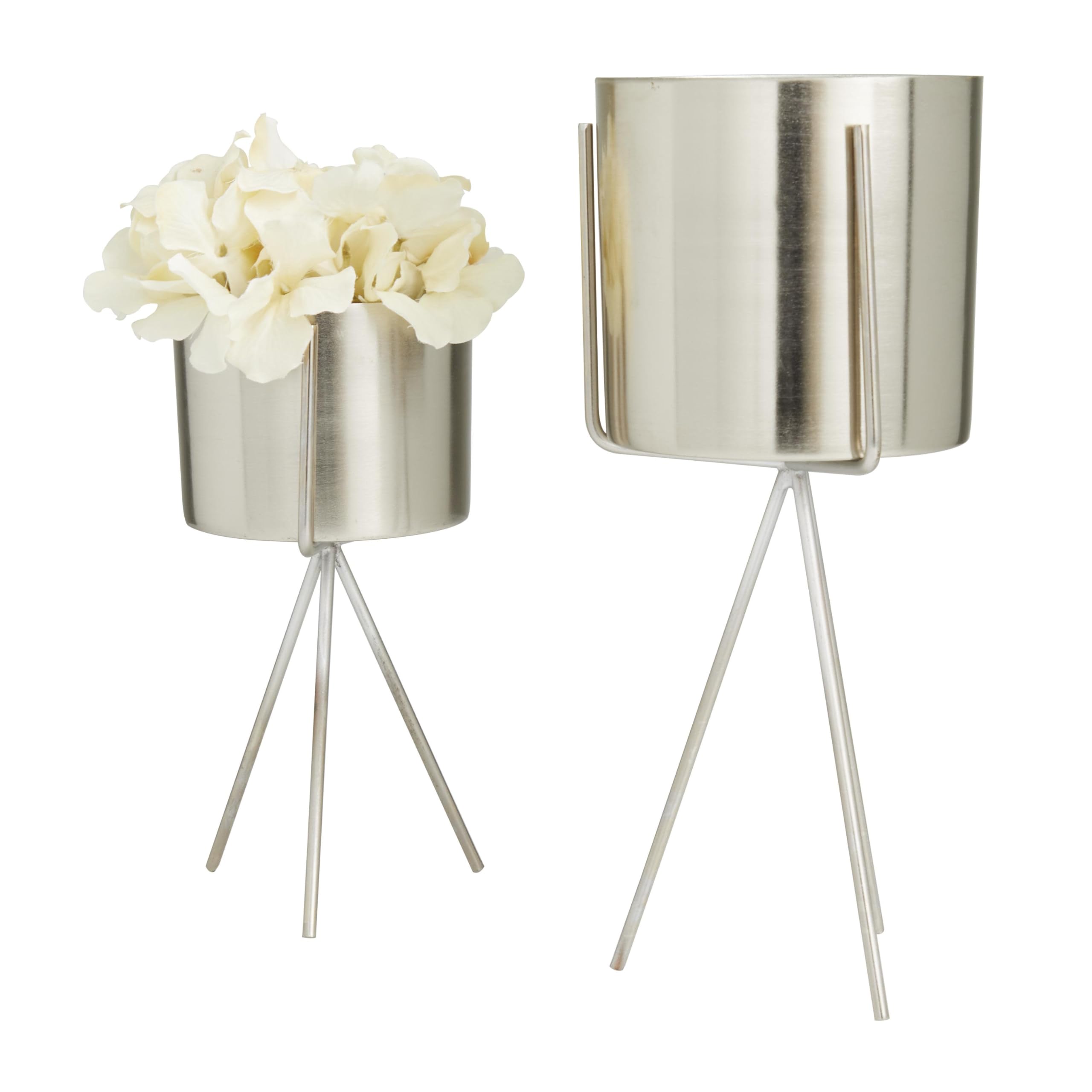 Pot de fleurs en métal argenté 10cm Deco 79 CosmoLiving lot de 2
