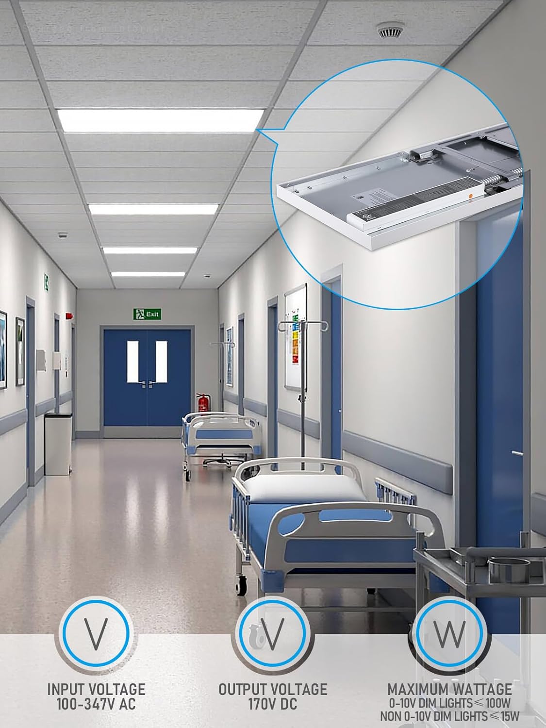 LEONLITE 15W LED Emergency Driver with Battery Backup, 100-347VAC, 170VDC Output, UL Listed, Fit for 15W-100W LED Fixtures, 90mins Power Supply, Pack of 4