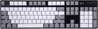 AK50 Wired Classic 104 Mechanical Gaming Keyboard – Black Switches - PBT Keycaps – Grey-White Matching – White Backlit - Durable Aluminum Frame – for Windows Computer Office Gaming PC - Black