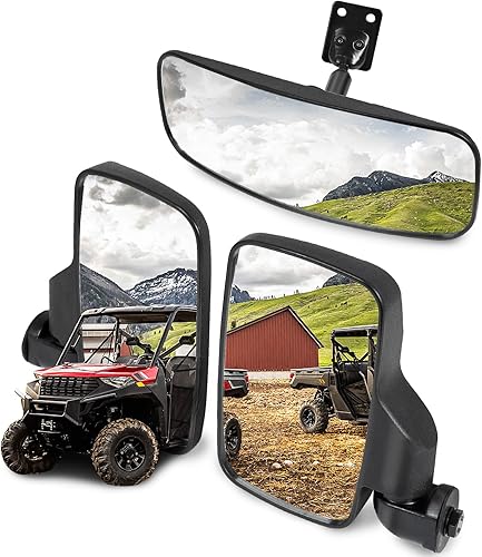 RANSOTO Espejo retrovisor lateral UTV y espejo central compatible con Polaris Ranger 500 570 900 1000 XP 2015-2025, Ranger Diesel, ETX/EV, General