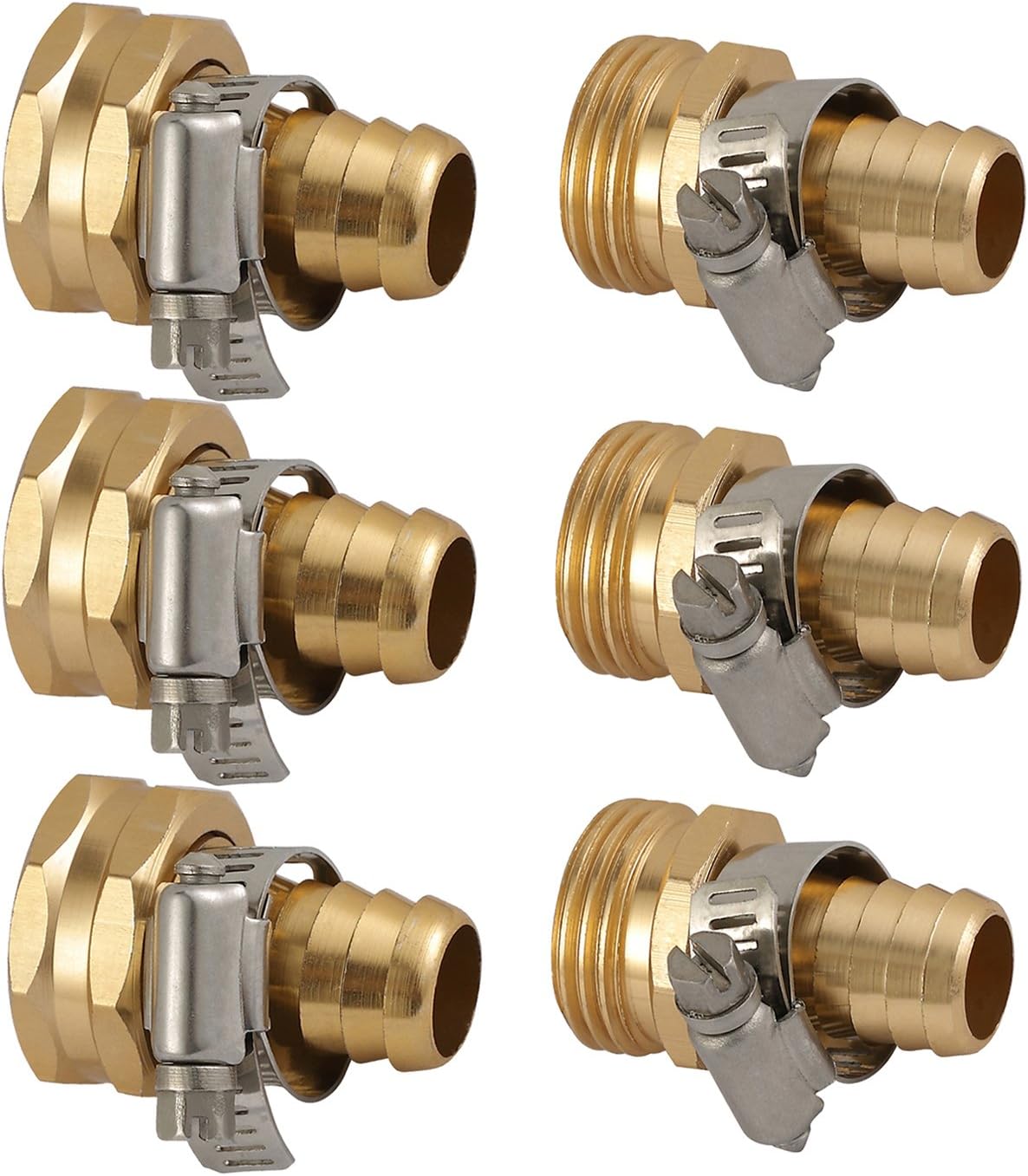 OurRich Garden Hose Repair Kit Alu Water Hose Mender 5/8" with Stainless Steel Clamp, Female and Male Hose Connector 3Sets