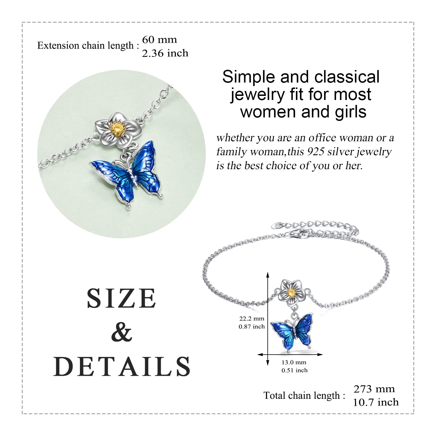 YAFEINI Cavigliere di Libellula Gioielli Regali per le Donne Ragazze Cavigliere di Fiori di Libellula in Argento Sterling Cavigliere a Catena con Catena di Estensione da 2,5 Pollici