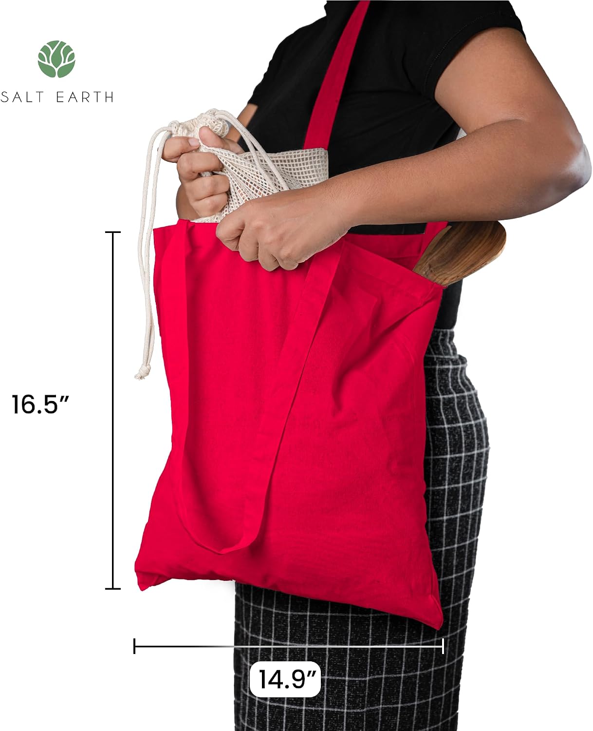 Salt Earth 5|6|12|24|48|100|200 Pack ToteBags Bulk Reusable Totes Grocery Shopping Cloth Bags DIY Promotion Gift Beach Travel image 5