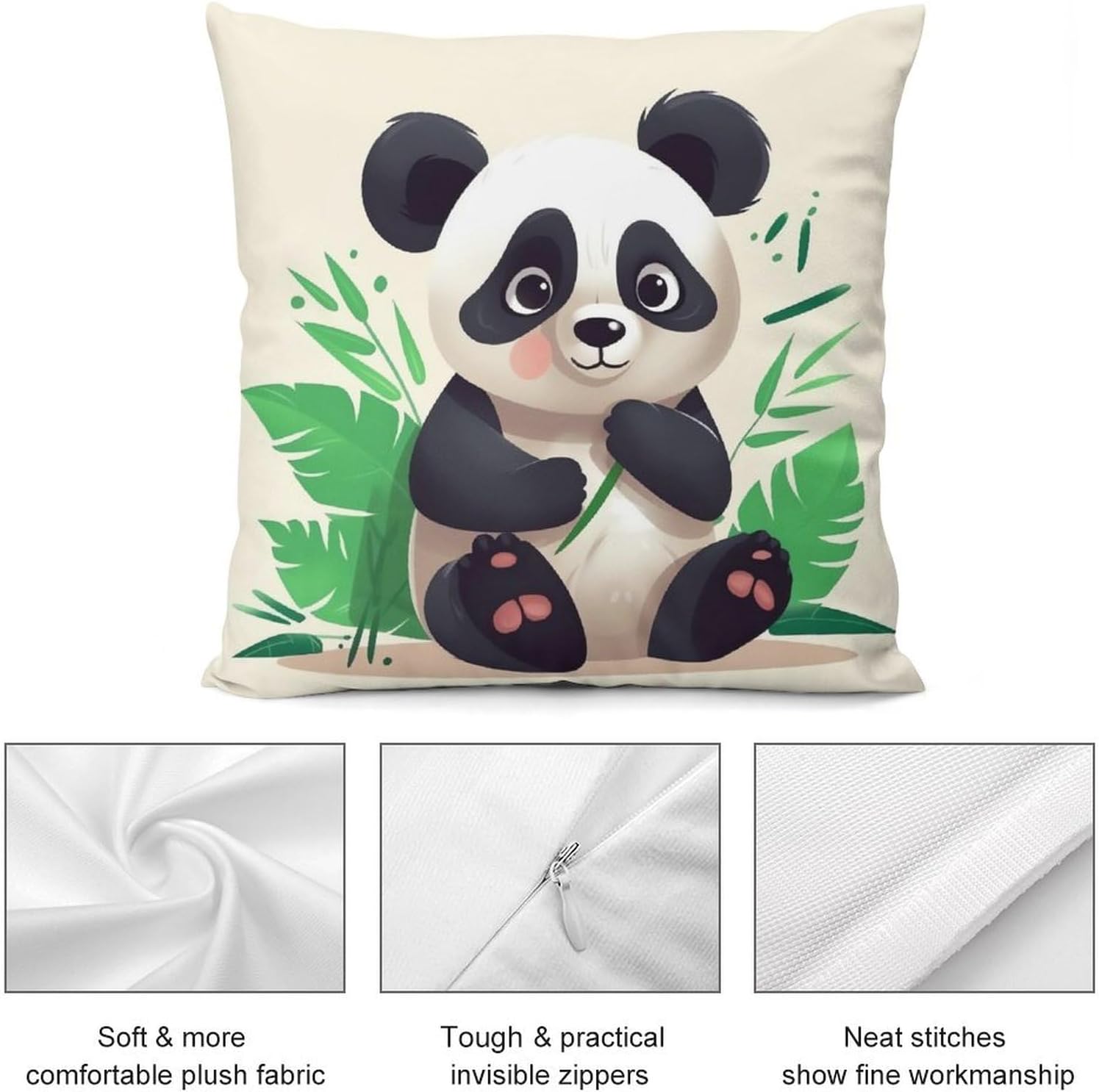 Zippered Pillow Cover, Pillow Protector, Panda Star Printed Pillow Cover of 4, Pillow Not Included