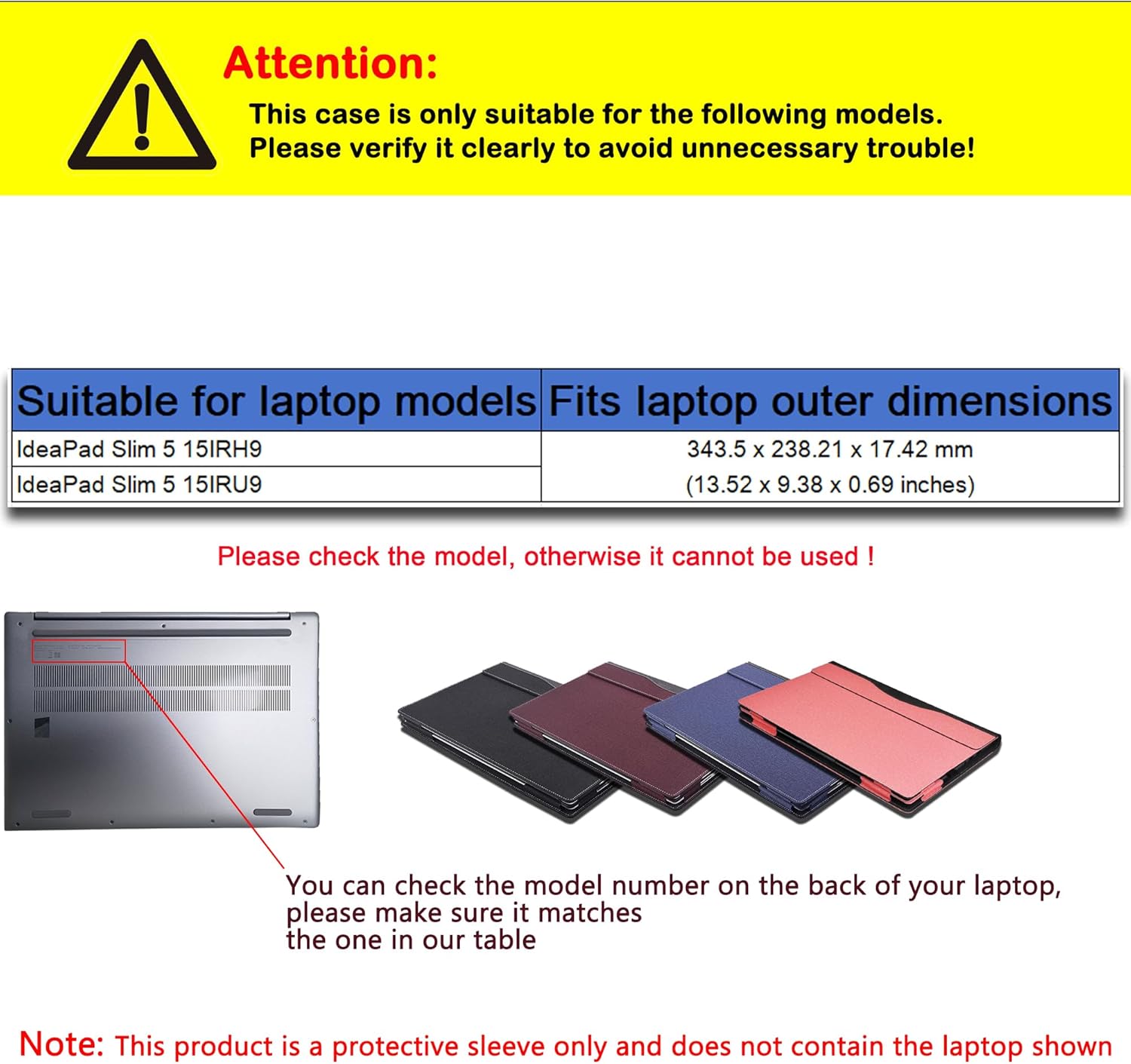 2024 New Cover Case for 15.3 inch Lenovo IdeaPad Slim 5 15IRH9 15IRU9 Laptop,Detachable PU Leather Protective Sleeve Bag Accessories (Dark Grey, 15.3 inch)